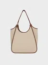 Charles & Keith - Sianna Canvas Contrast-trim Tote Bag In Taupe Canvas