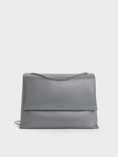 Charles & Keith - Sianna Chain-handle Shoulder Bag In Grey