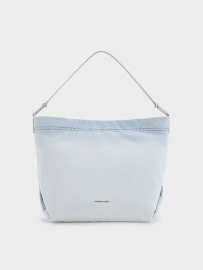 Charles & Keith - Sianna Denim Slouchy Hobo Bag In Gold