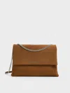 Charles & Keith - Sianna Recycled Suede Chain-handle Shoulder Bag In Brown