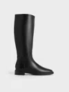 Charles & Keith - Side-zip Knee-high Riding Boots In Black