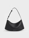 Charles & Keith Rebel Hobo Bag In Noir