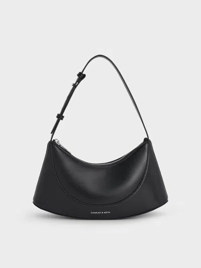 Charles & Keith Rebel Hobo Bag In Noir