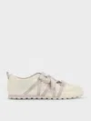 Charles & Keith - Silko Pearlescent Satin-lace Ballet Sneakers In White