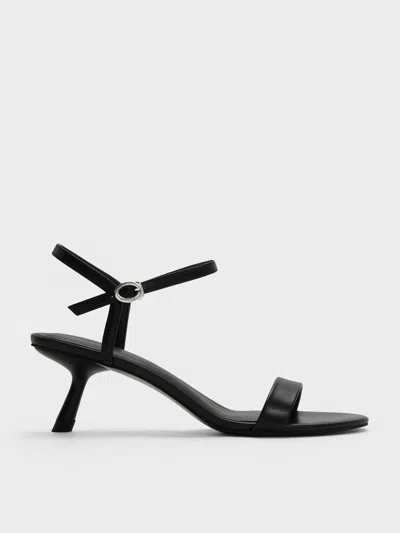 Charles & Keith - Slant-heel Ankle-strap Sandals In Black