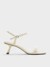Charles & Keith - Slant-heel Ankle-strap Sandals In Neutral