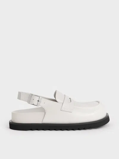 Charles & Keith - Slingback Penny Loafers In White