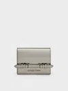 Charles & Keith - Sloane Metallic Chain-handle Wallet In Pewter