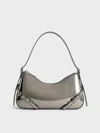 Charles & Keith - Sloane Metallic Shoulder Bag In Pewter