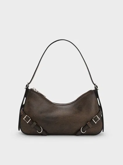 Charles & Keith - Sloane Shoulder Bag In Dark Brown