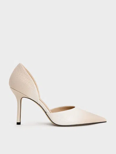Charles & Keith - Snake-print Pointed-toe D'orsay Pumps In Animal Print Natural