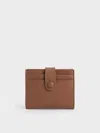 Charles & Keith - Bliss Snap Button Card Holder In Chocolate