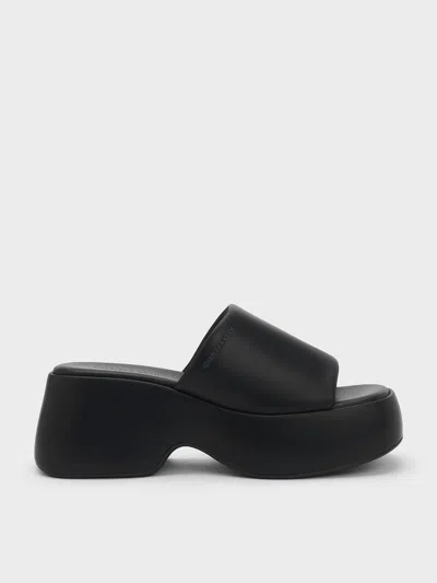 Charles & Keith - Square-toe Platform Wedges In Black