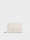Charles & Keith - Stitch Trim Envelope Wallet In Cream