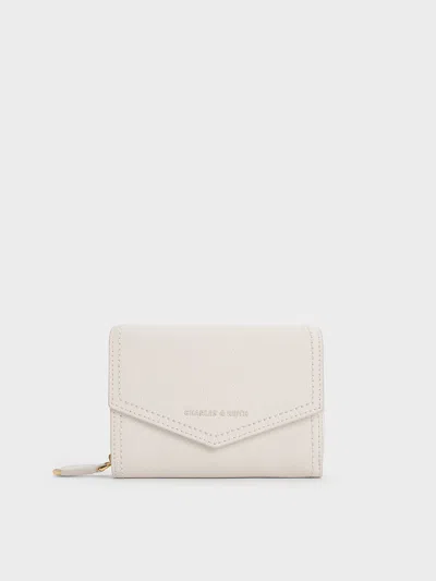 Charles & Keith - Stitch Trim Envelope Wallet In Cream