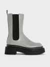 Charles & Keith Rhys Chelsea Calf Boots In Grey