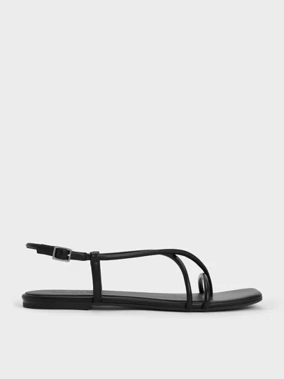 Charles & Keith - Strappy Crossover Slingback Sandals In Black