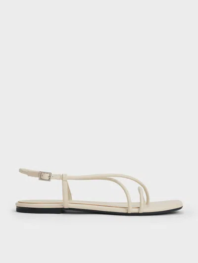 Charles & Keith - Strappy Crossover Slingback Sandals In Gray