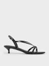 Charles & Keith - Strappy Kitten-heel Sandals In Black Box