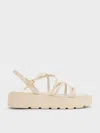 Charles & Keith - Strappy Ridged-sole Flatform Sandals In Neutral