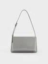 Charles & Keith - Structured Boxy Shoulder Bag In Grey