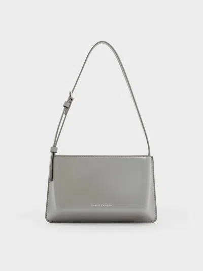 Charles & Keith - Structured Boxy Shoulder Bag In Grey