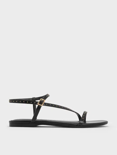 Charles & Keith - Studded Ankle-strap Sandals In Black