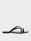 Charles & Keith - Studded Asymmetric Strappy Toe-ring Sandals In Black
