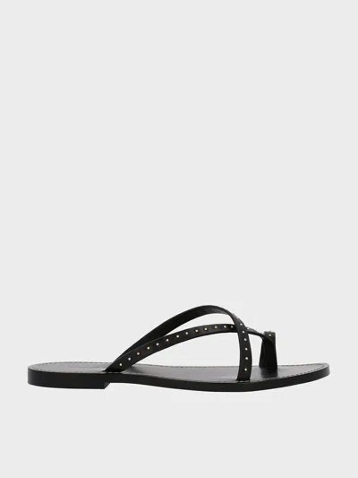 Charles & Keith - Studded Asymmetric Strappy Toe-ring Sandals In Black