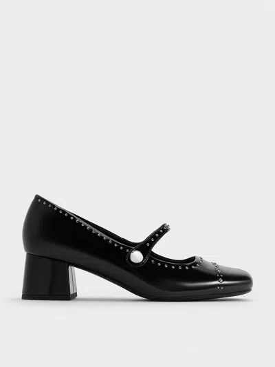 Charles & Keith - Studded Mary Jane Pumps In Black Box