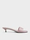 Charles & Keith - Susie Satin Kitten-heel Mules In Pink