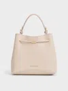Charles & Keith - Sybill Geometric Bucket Bag In Oat