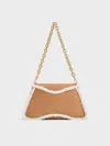 Charles & Keith - Sybill Textured Fur-trim Trapeze Chain-handle Bag In Multi