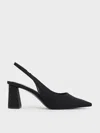 Charles & Keith - Teagan Elastane Trapeze Heel Slingback Pumps In Black