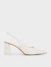 Charles & Keith Trapeze Heel Slingback Pumps In White