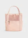Charles & Keith - Terra Mesh & Nylon Multi-way Bag In Light Pink