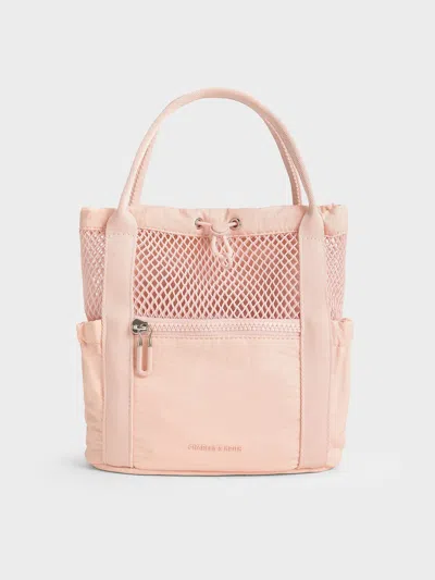 Charles & Keith - Terra Mesh & Nylon Multi-way Bag In Light Pink