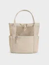 Charles & Keith - Terra Mesh & Nylon Multi-way Bag In Oat