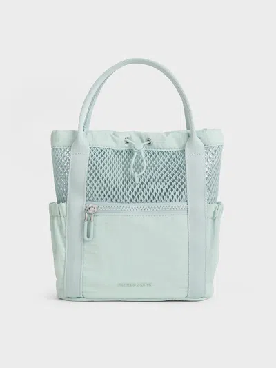 Charles & Keith - Terra Mesh & Nylon Multi-way Bag In Sage Green