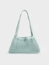 Charles & Keith - Terra Mesh & Nylon Shoulder Bag In Sage Green