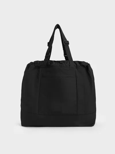 Charles & Keith - Terra Nylon Reversible Tote Bag In Noir