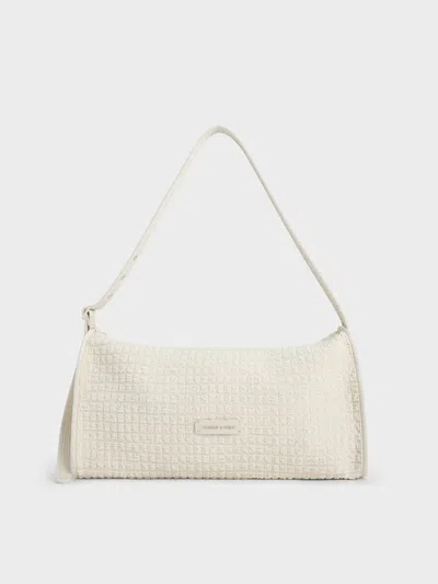Charles & Keith - Textured Elongated Shoulder Bag In Green