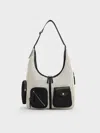Charles & Keith - Thora Canvas Multi-pocket Hobo Bag In Multi