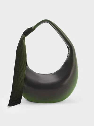 Charles & Keith - Toni Gradient Knotted Crescent Hobo Bag In Green