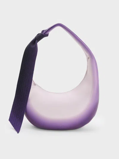 Charles & Keith - Toni Gradient Knotted Crescent Hobo Bag In Purple