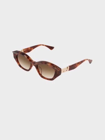 Charles & Keith - Tortoiseshell Recycled Acetate Sculptural Cat-eye Sunglasses In T. Shell