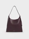 Charles & Keith - Hertha Trapeze Slouchy Hobo Bag In Burgundy