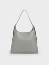 Charles & Keith - Trapeze Slouchy Hobo Bag In Grey