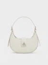 Charles & Keith Trice Metallic Accent Belted Shoulder Bag In Chalk