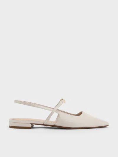 Charles & Keith - Trifina Metallic-accent Pointed-toe Slingback Flats